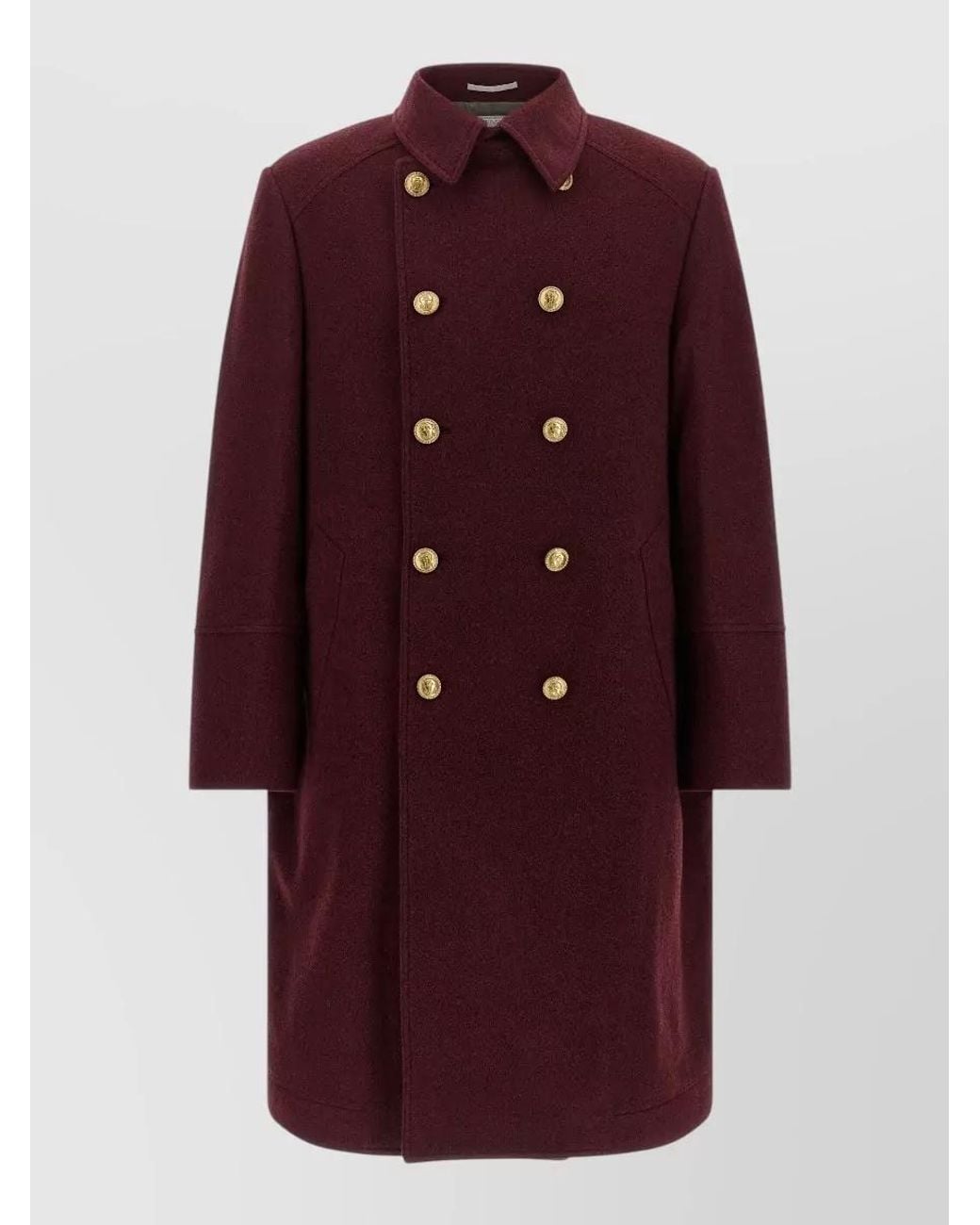 Brunello Cucinelli Red Cashmere Double-Breasted Coat for men