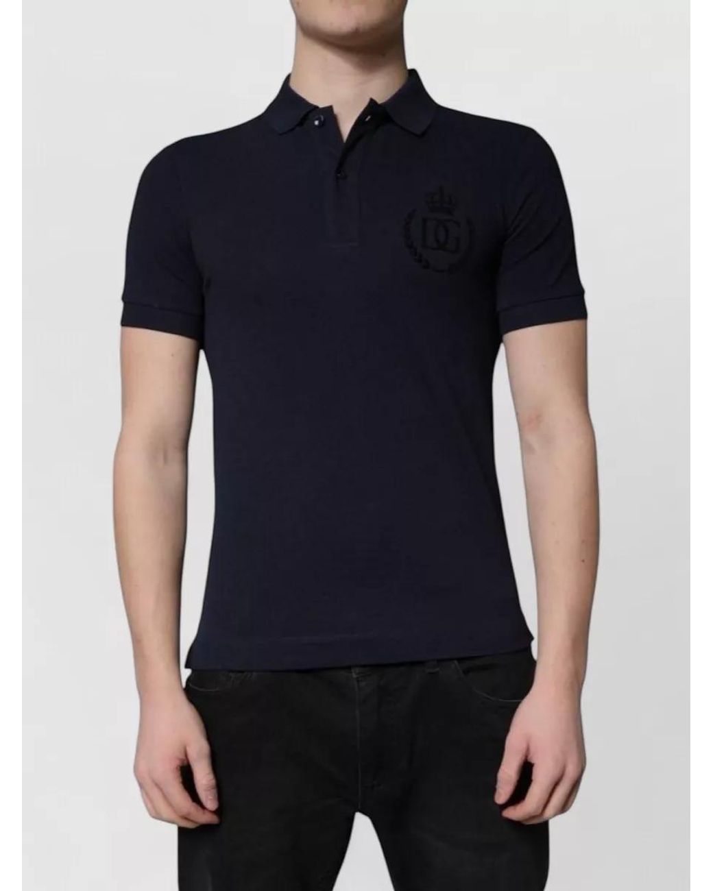 Dolce & Gabbana Blue Cotton Polo Shirt for men