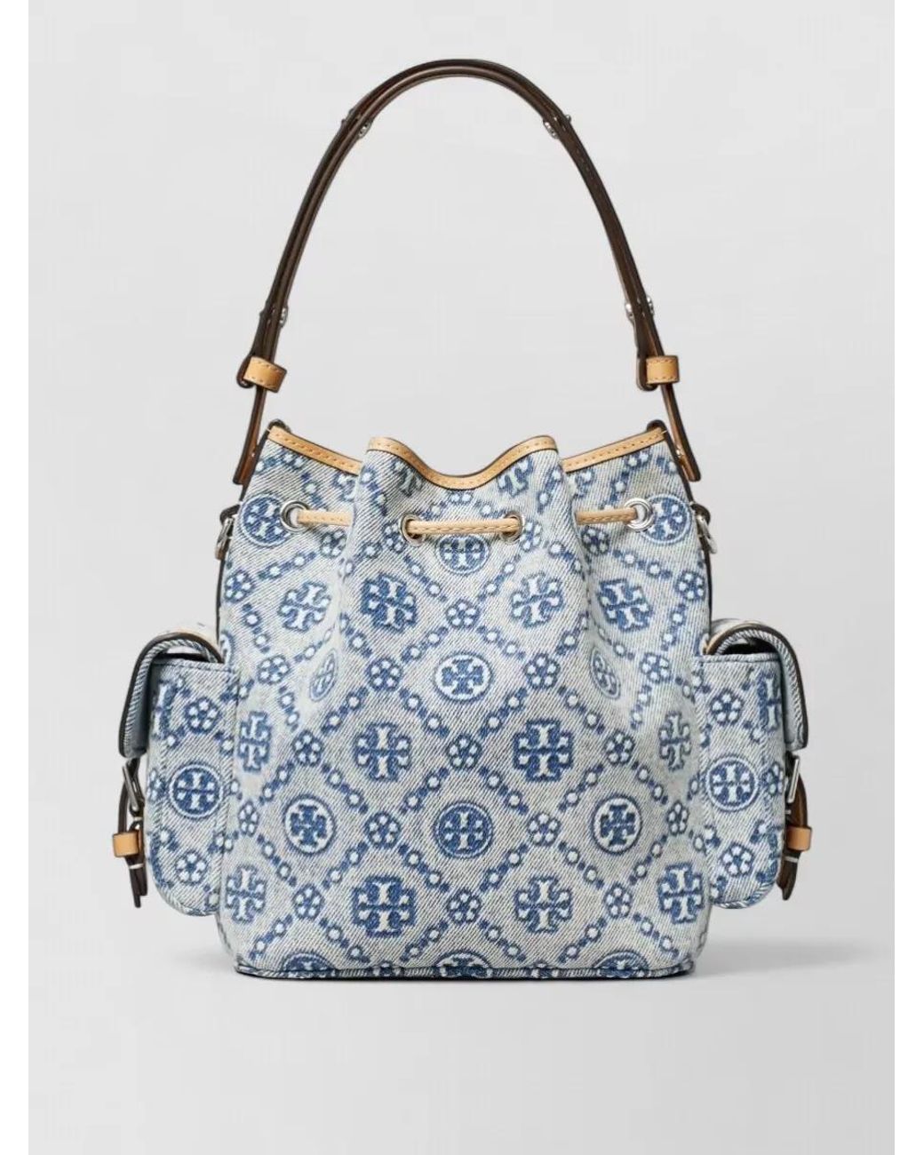 Tory Burch Blue T Monogram Bucket Bag