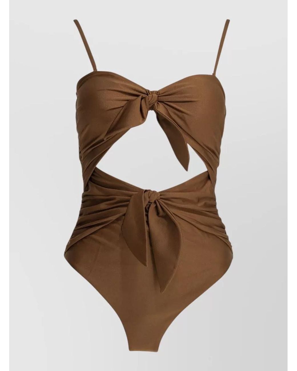 Zimmermann Brown Cutout One-Piece Swimsuit