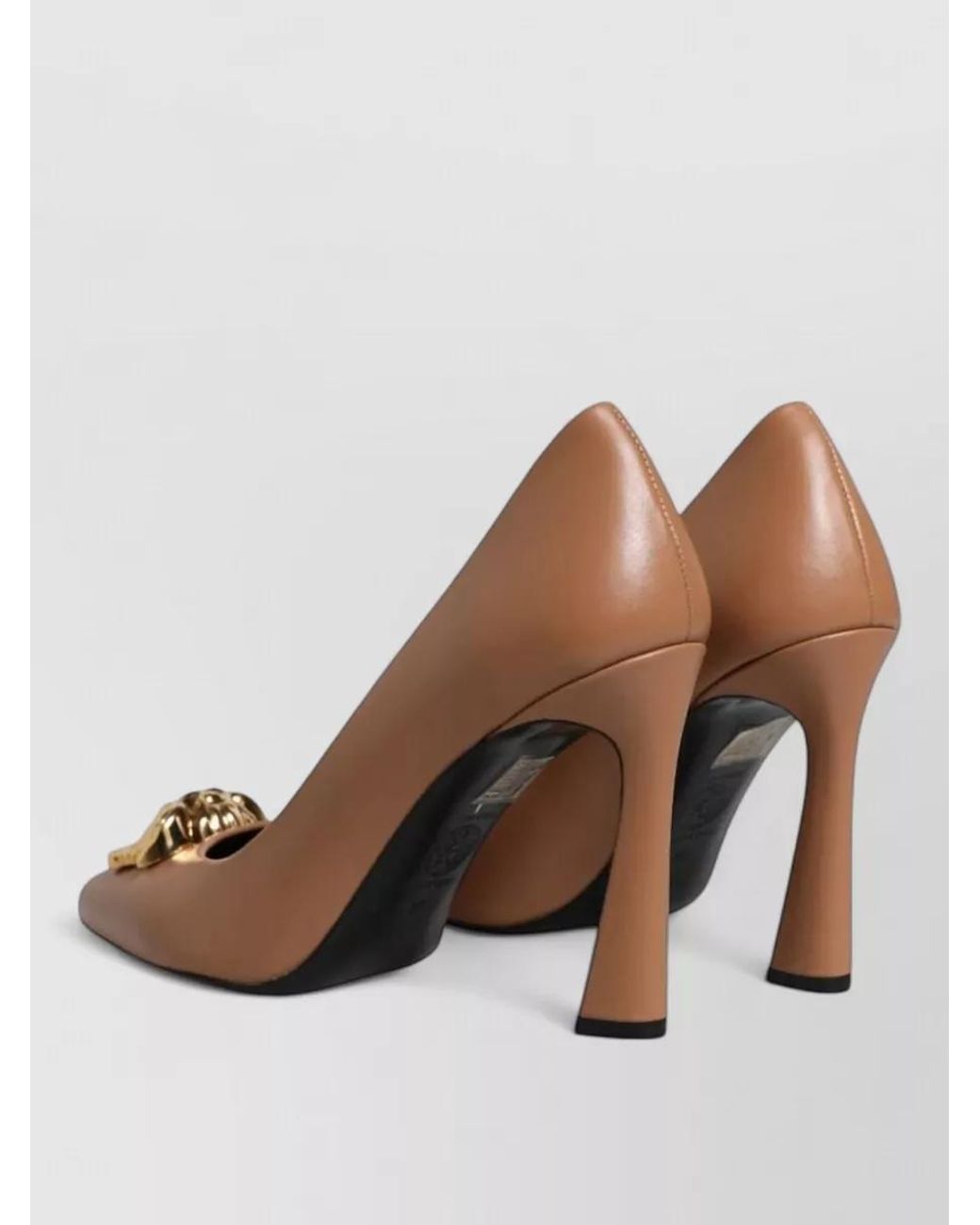 Versace Black Leather Logo-Plaque Pumps