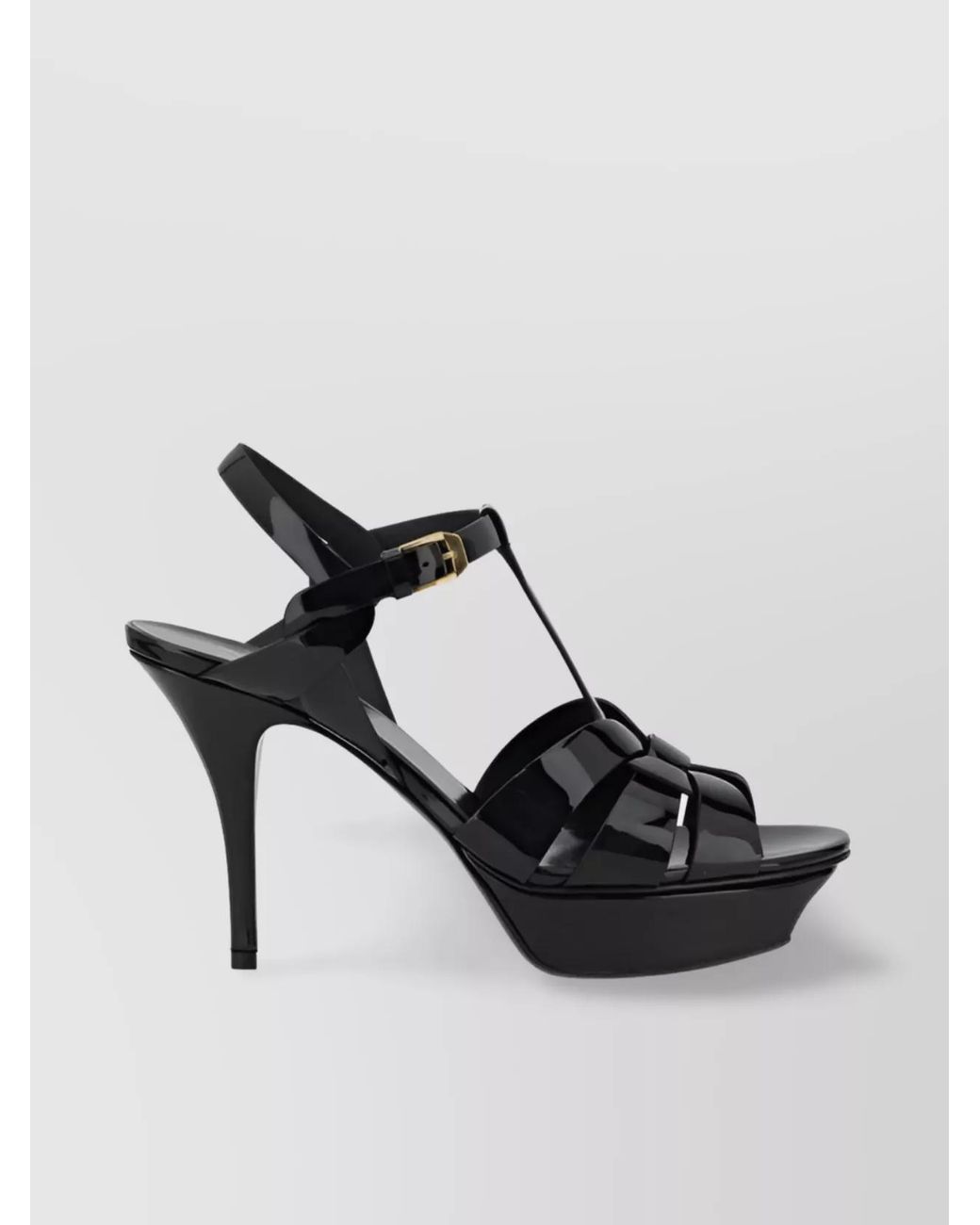 Saint Laurent Black Leather Platform Sandals