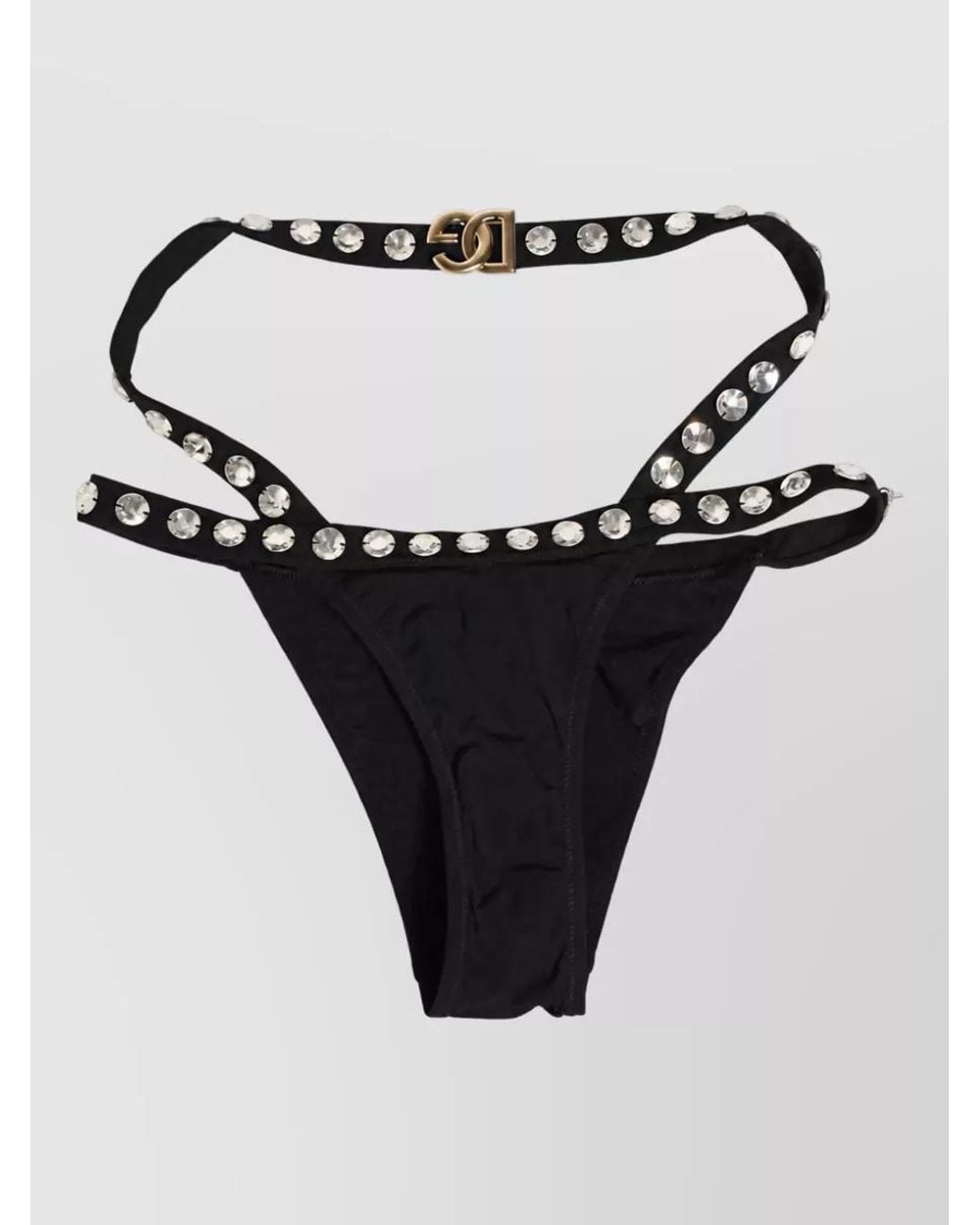 Dolce & Gabbana Black Crystal-Embellished Bikini Bottoms