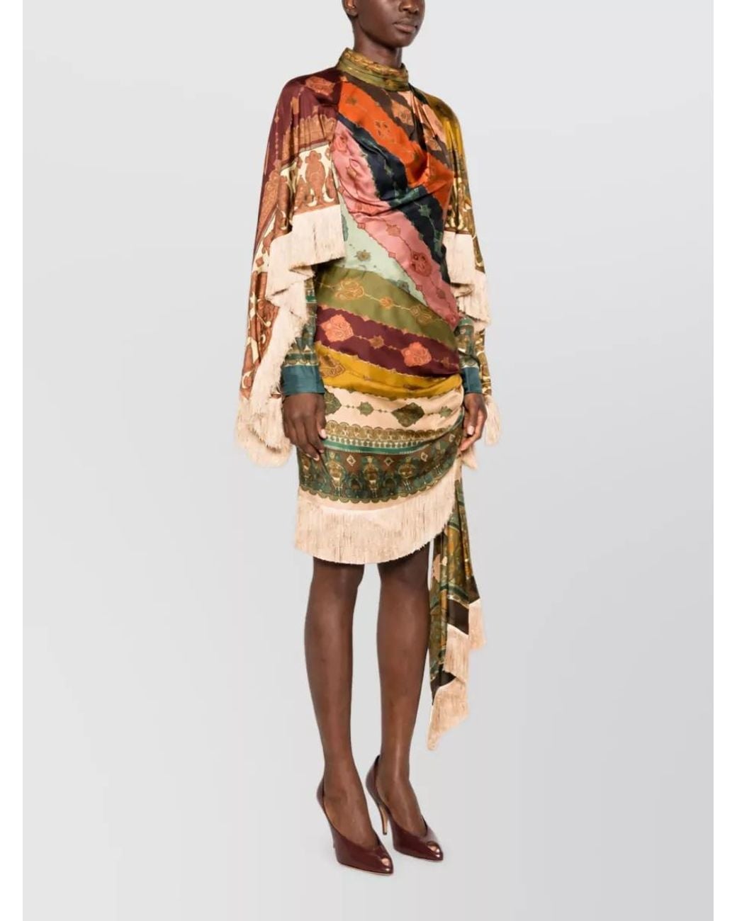 Zimmermann White Silk Paisley-Print Draped Mini Dress