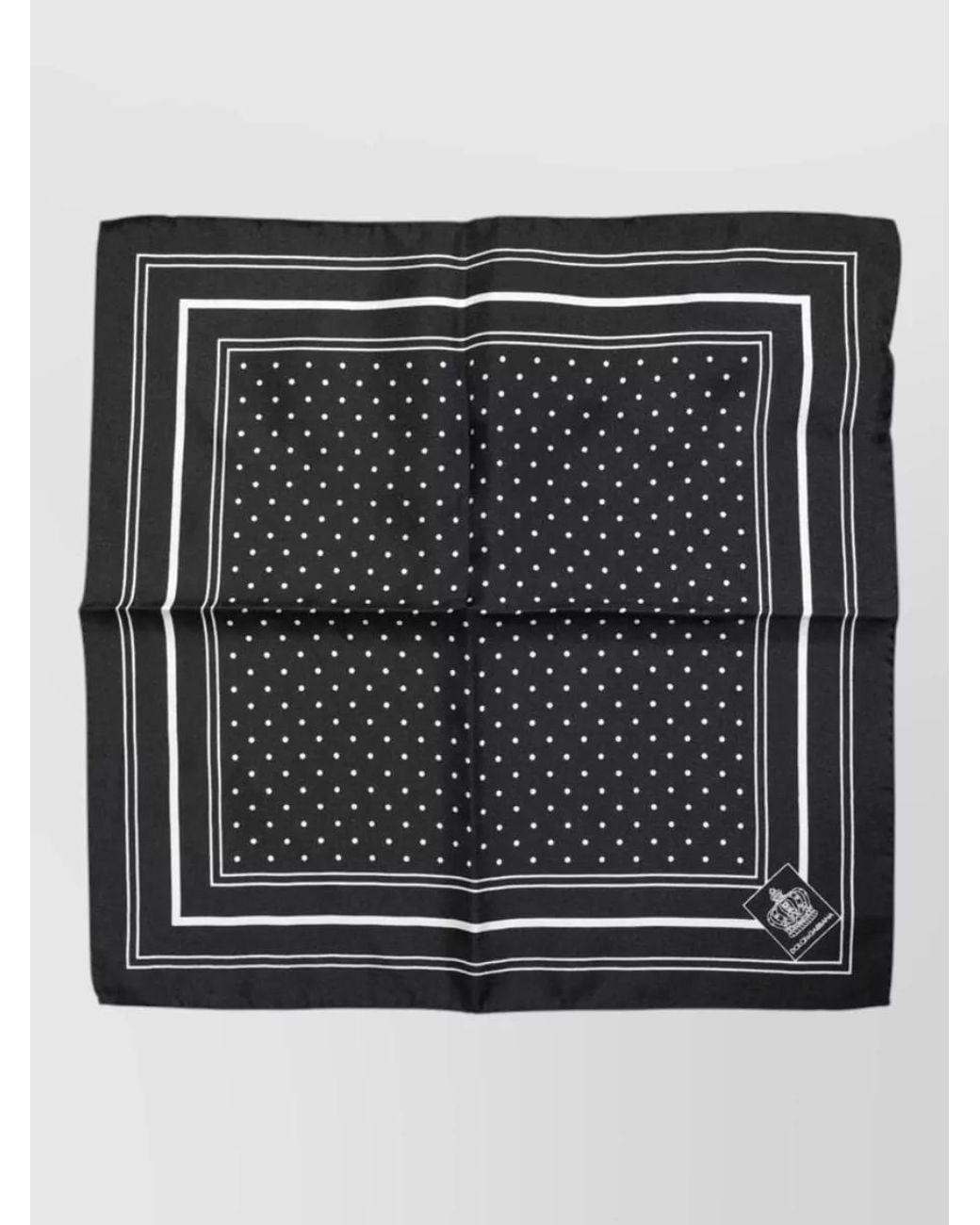 Dolce & Gabbana Black Silk Polka Dot Scarf for men