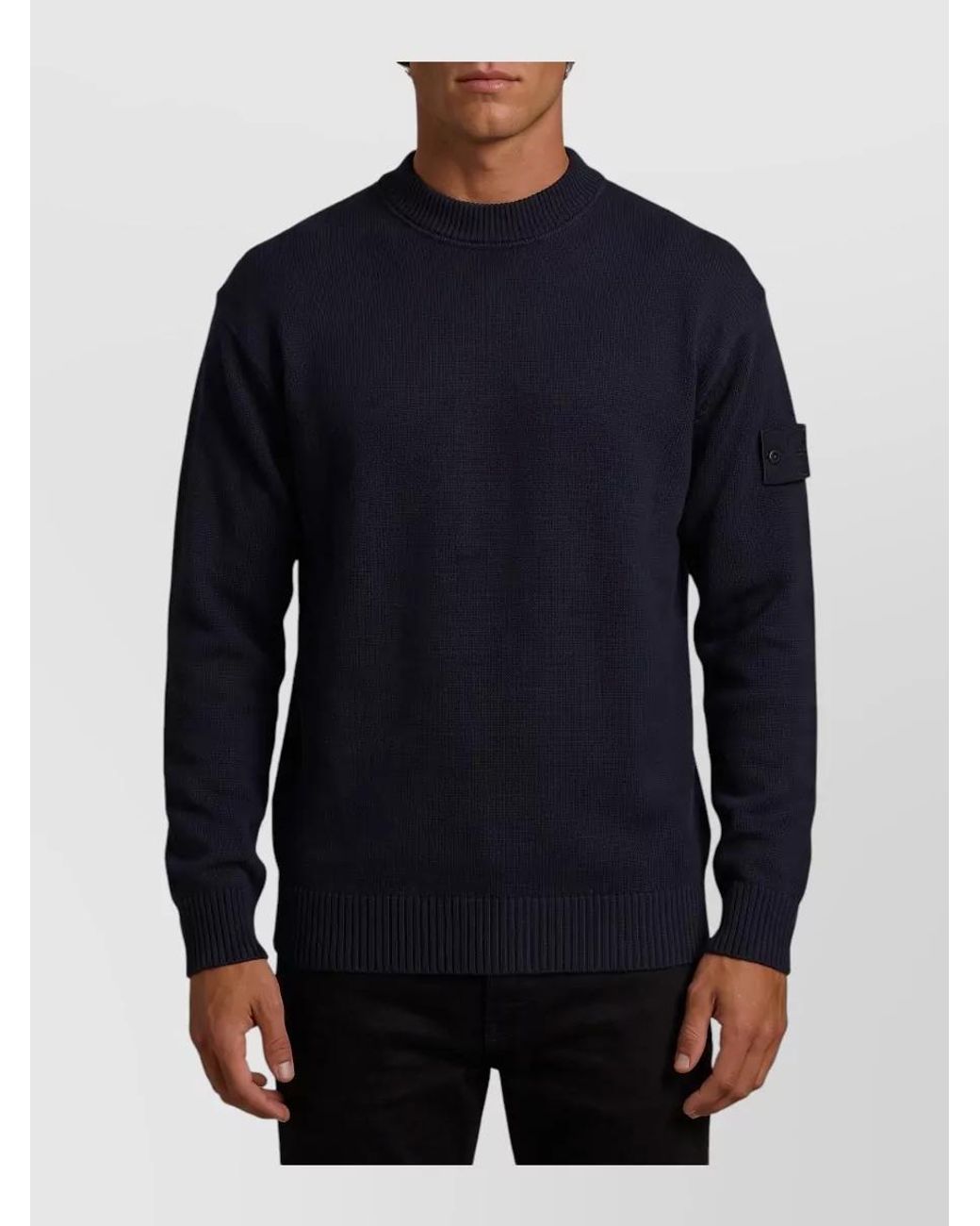 Stone Island Blue Cashmere Blend Ribbed Regular-Fit Crew-Neck Jumper for men
