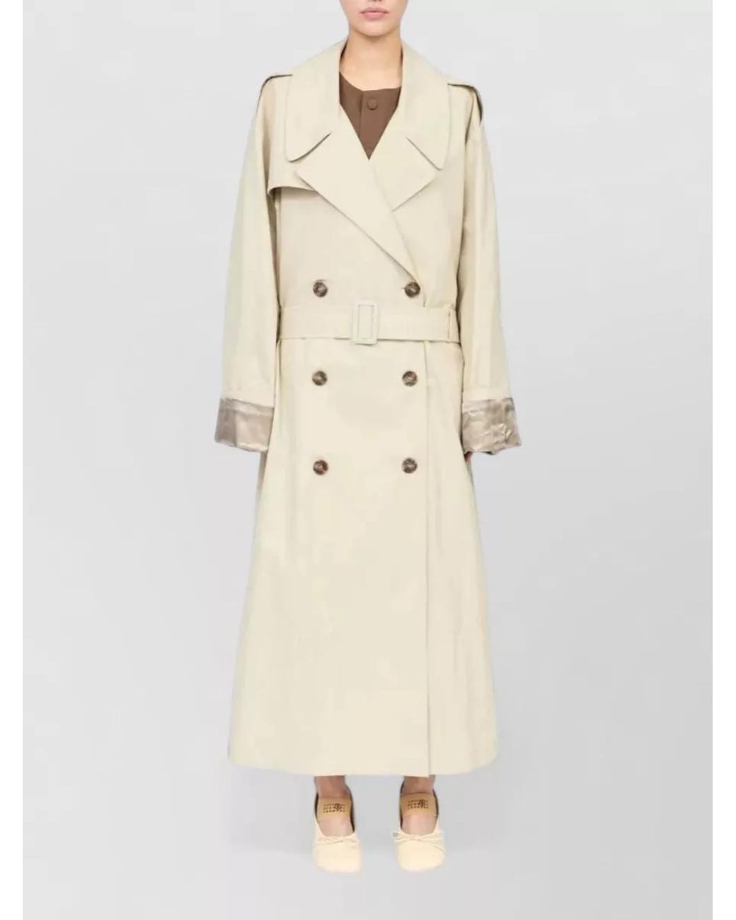 MM6 by Maison Margiela Natural Cotton Double-Breasted Belted Trench Coat
