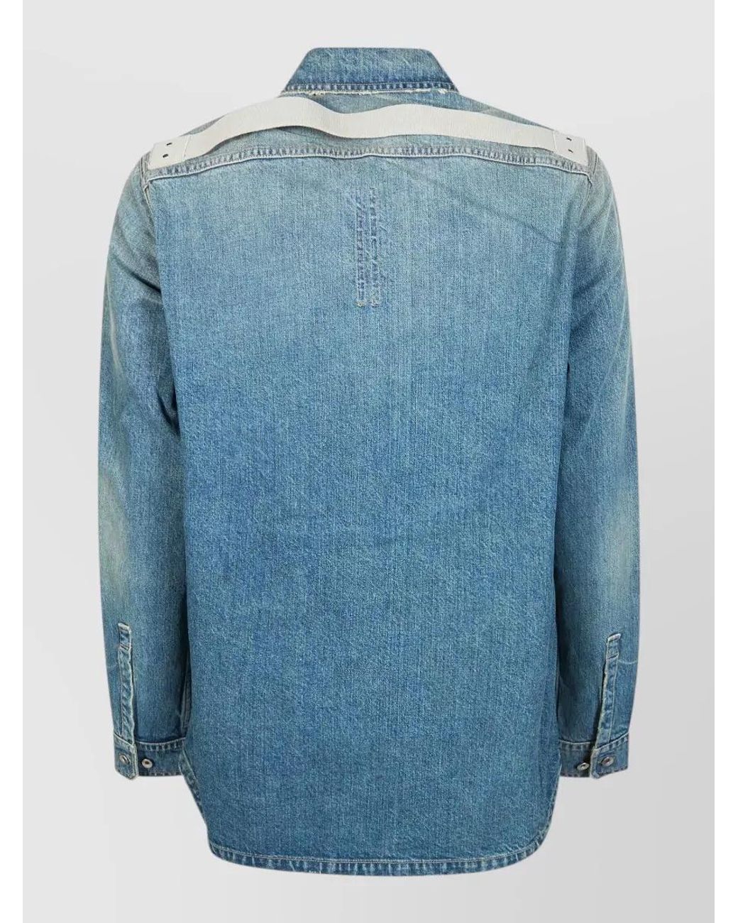Rick Owens Blue Cotton Shirt Jacket for men