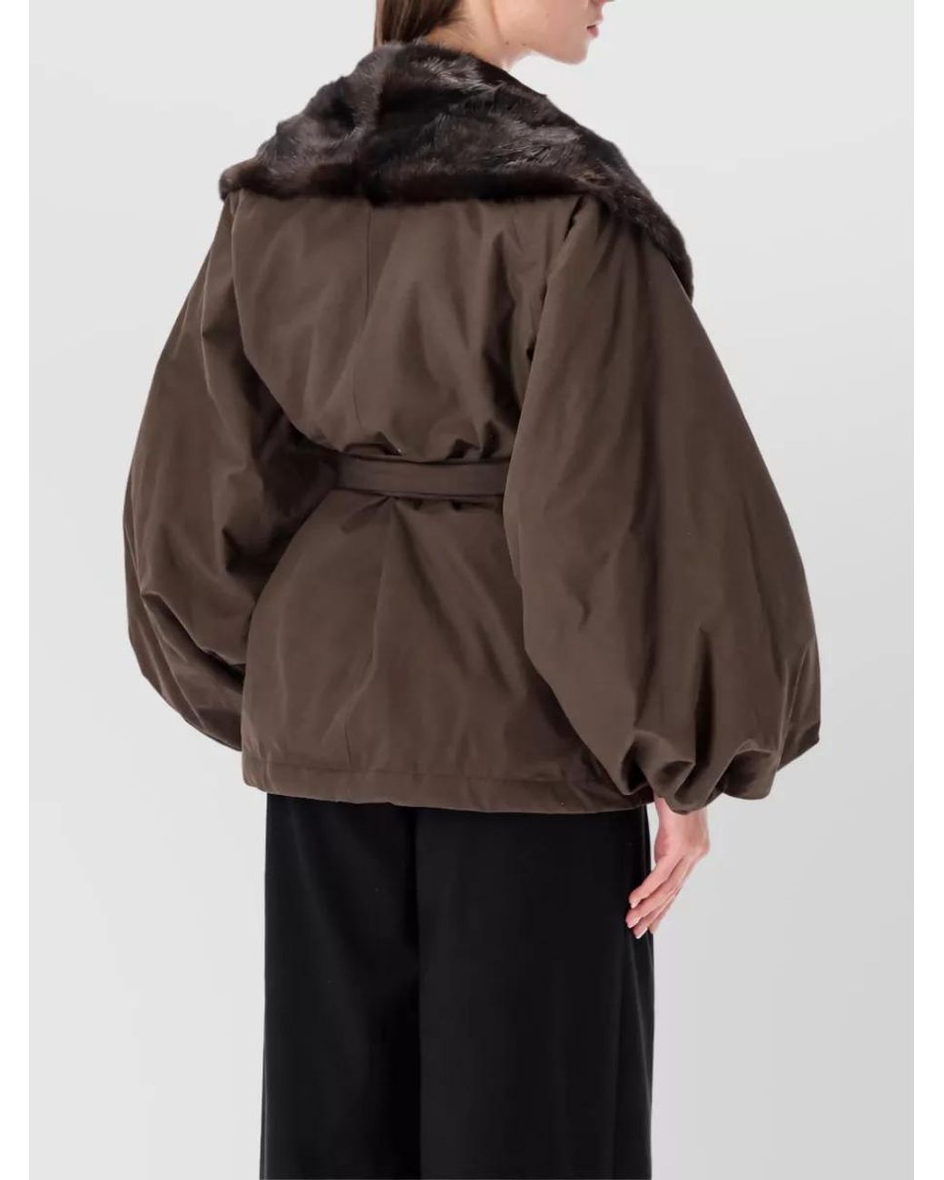 Magda Butrym Black Belted Faux Fur Parka Coat