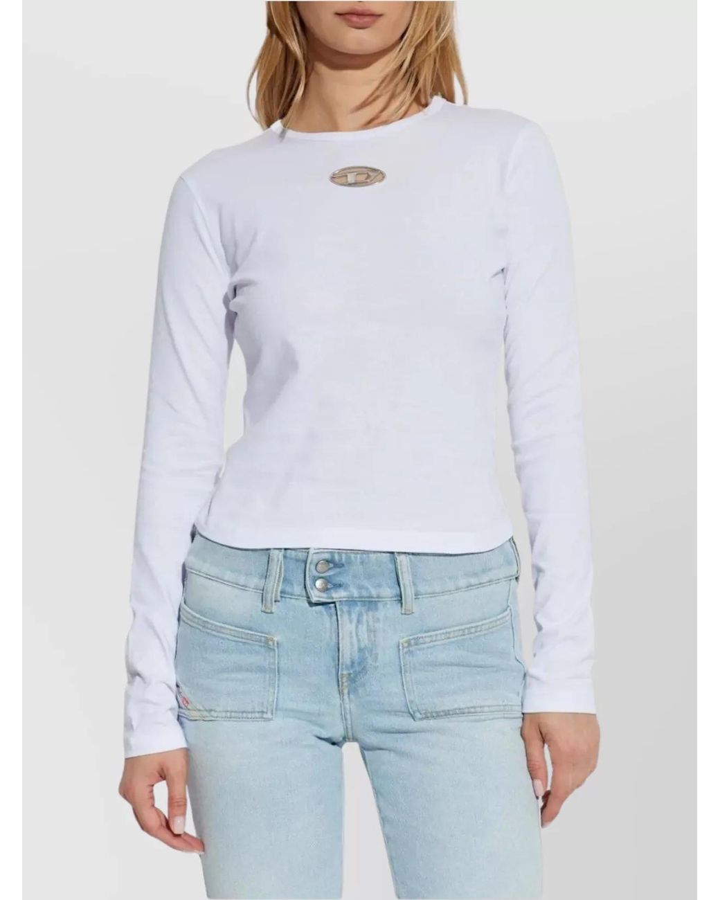 DIESEL White Slim-Fit Long-Sleeve T-Shirt