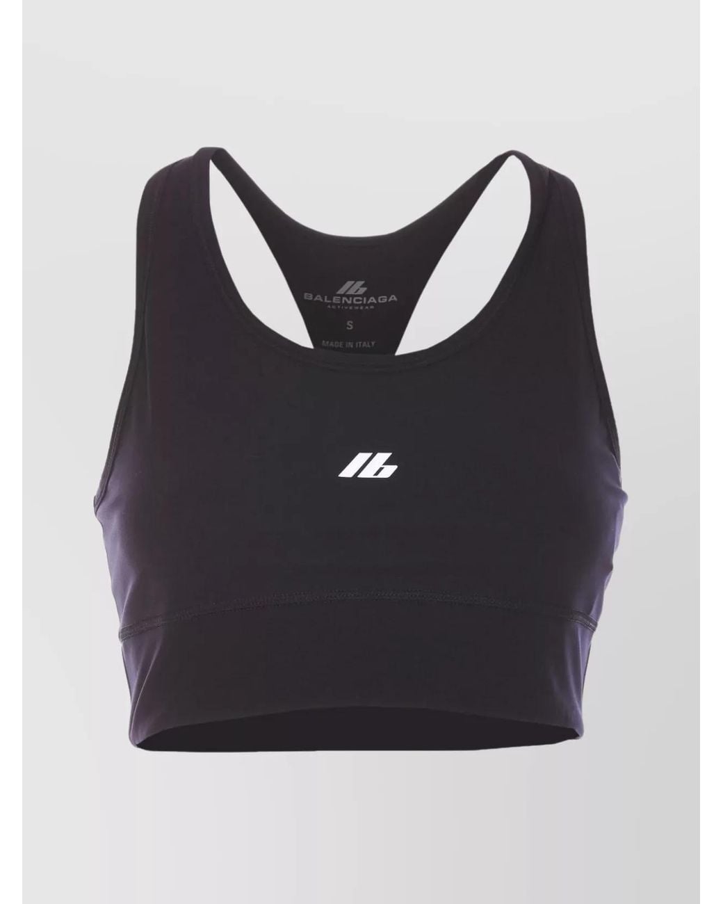 Balenciaga Black Stretch Technical Jersey Cropped Racerback Sports Bra