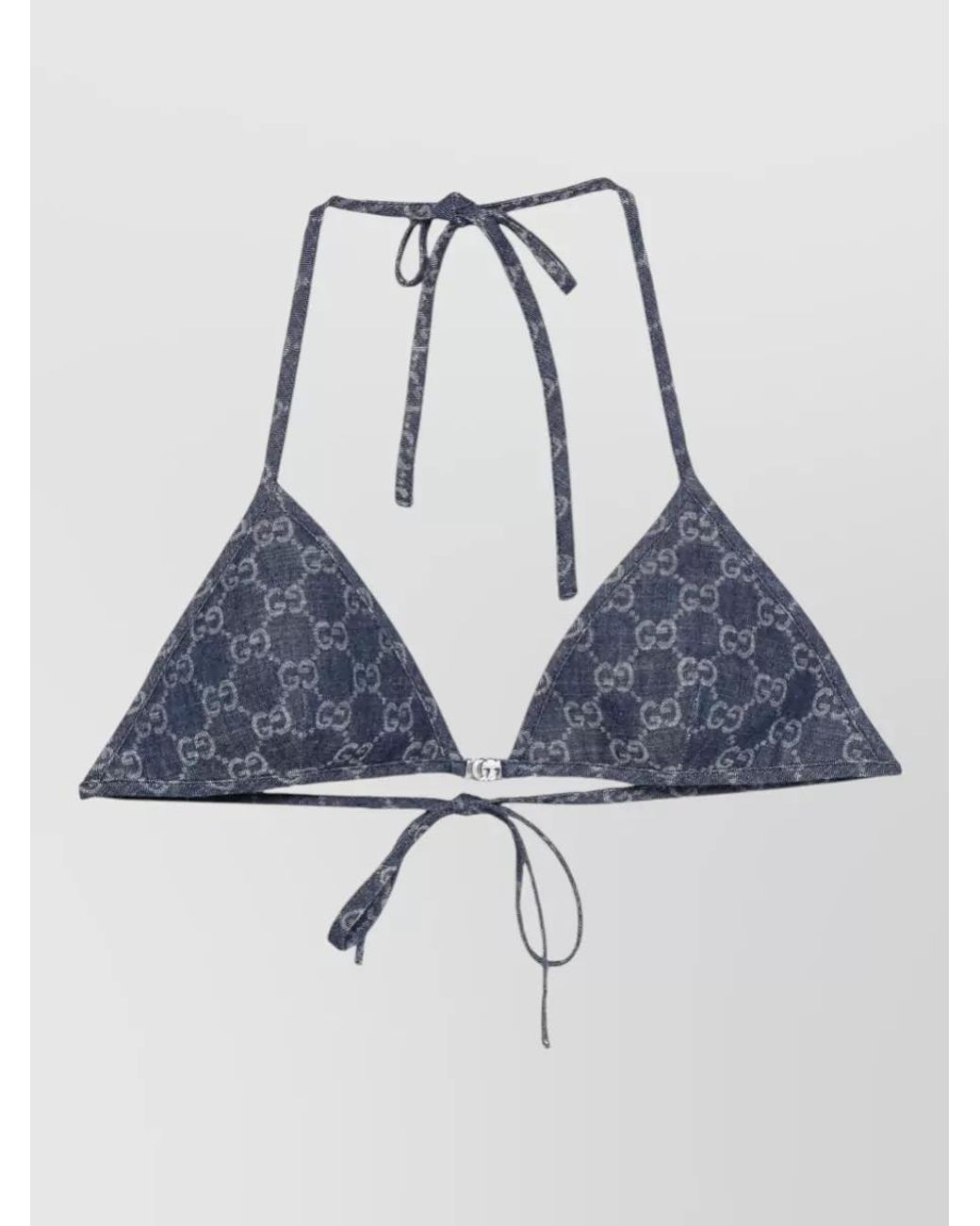 Gucci Blue Gg Triangle Bikini Top