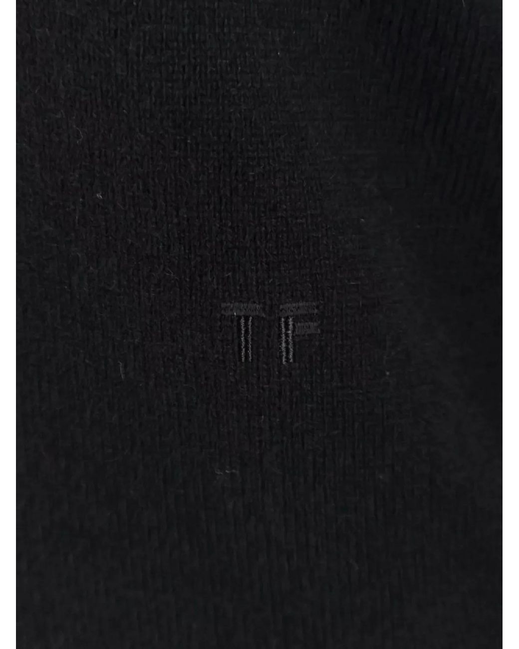 Tom Ford Blue Cashmere Ribbed V-Neck Long-Sleeve Jumper