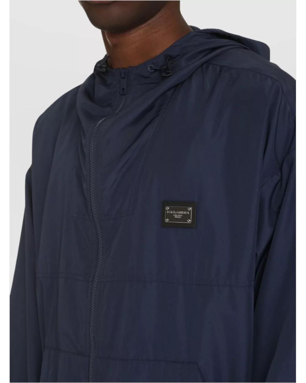 Dolce & Gabbana Blue Zip-Up Windbreaker Jacket for men