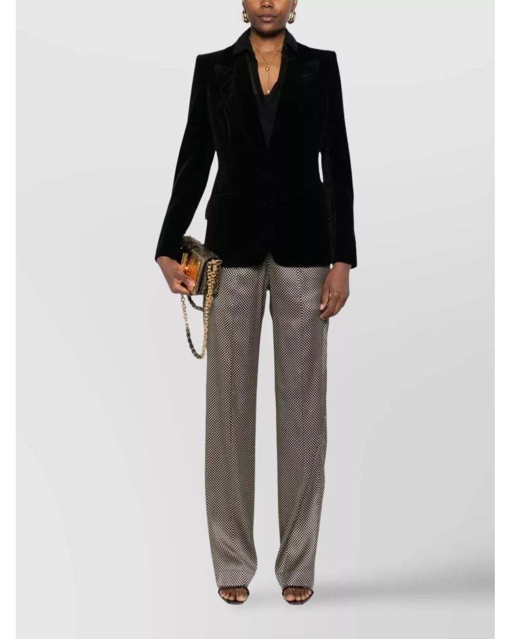 Tom Ford Gray Silk Polka-Dot Wide-Leg Trousers