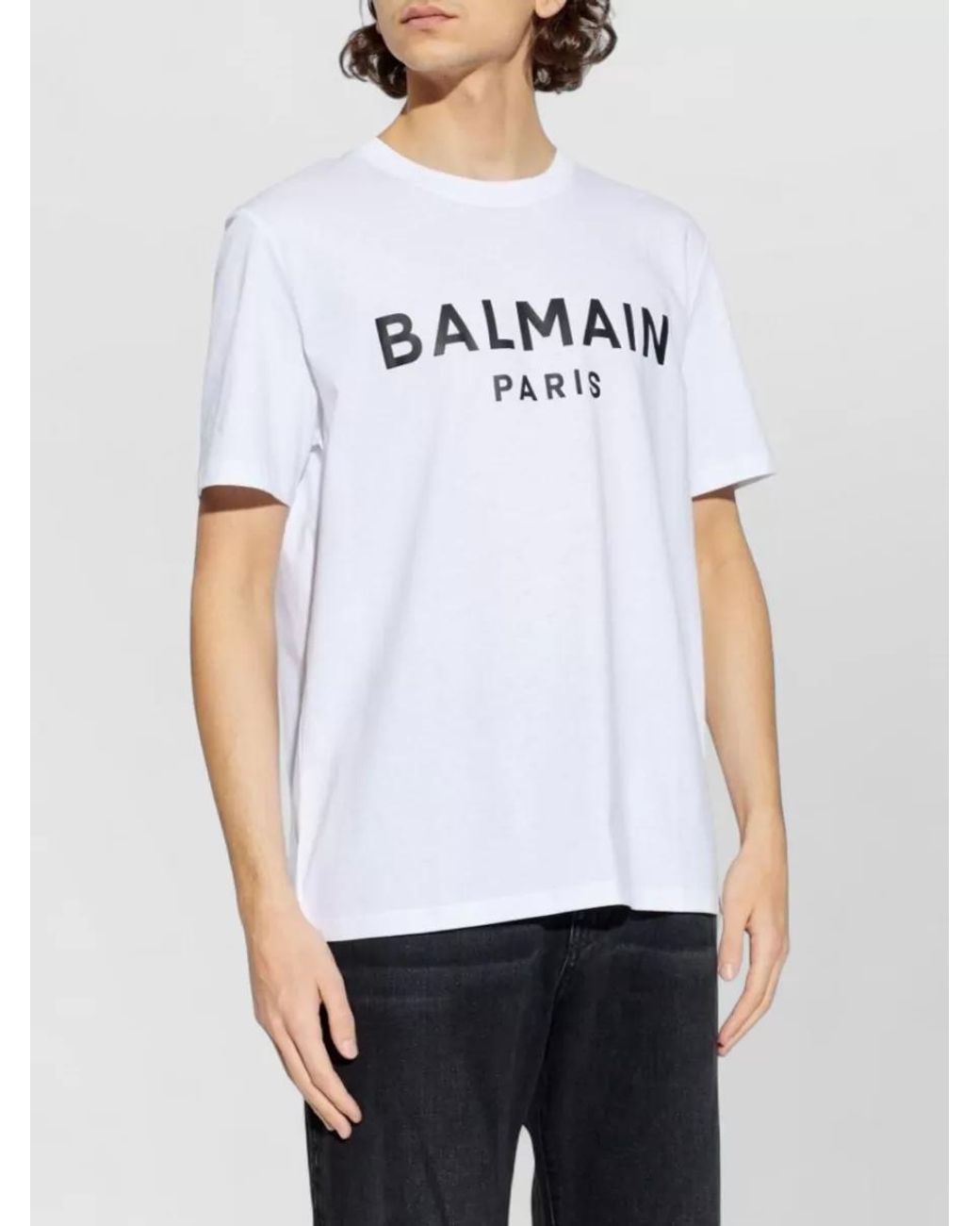 Balmain White Printed Cotton Regular-Fit Short-Sleeve T-Shirt for men