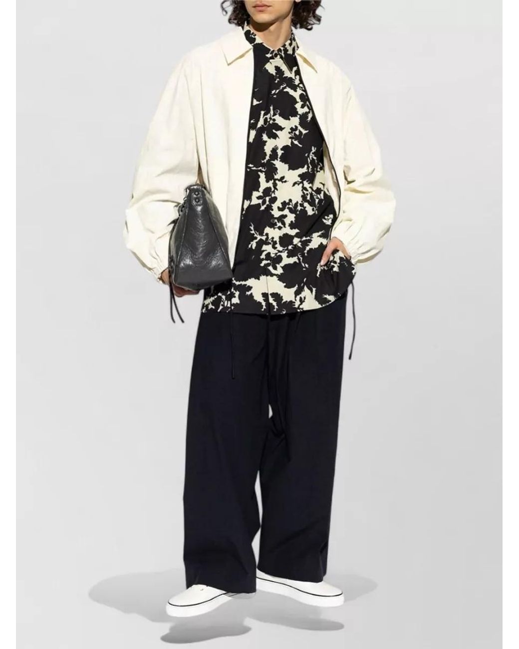 Dries Van Noten Black Patterned Cotton Shirt for men
