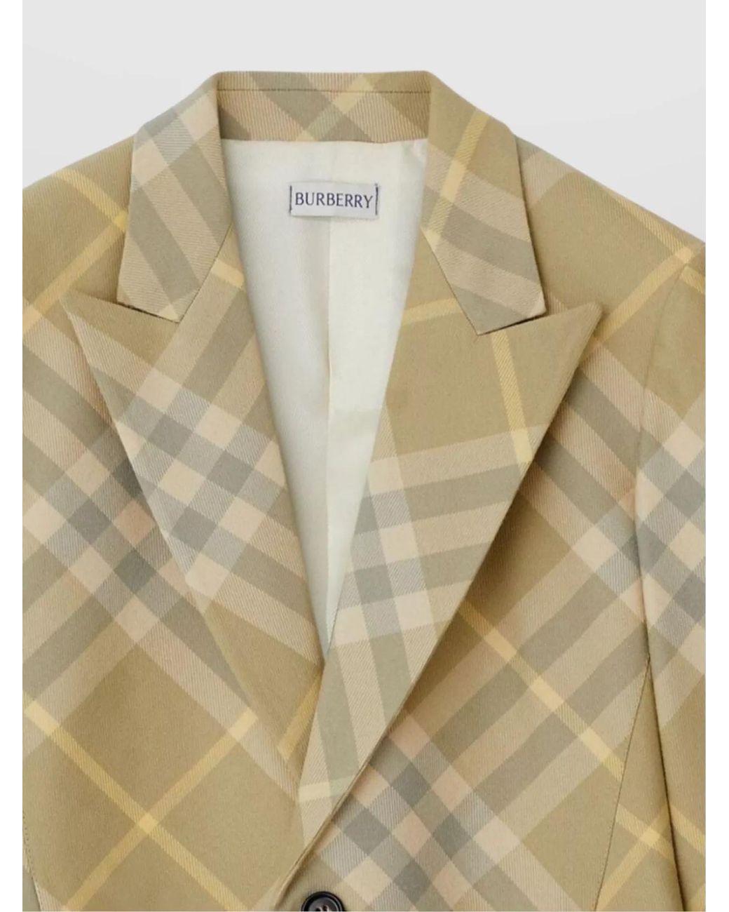 Burberry Natural Wool Checked Single-Breasted Blazer