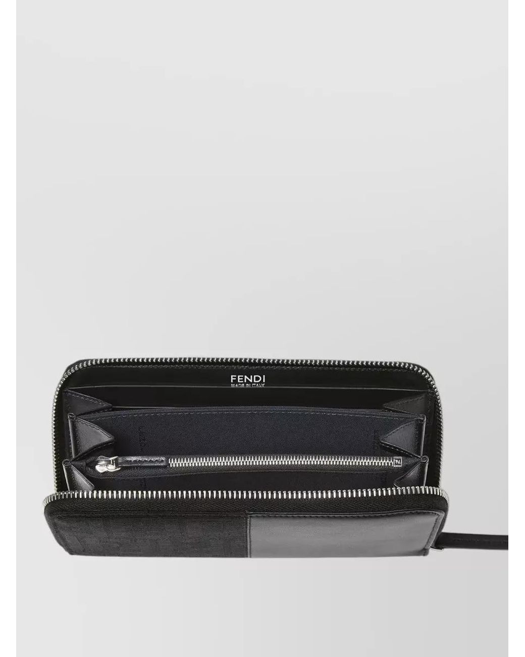 Fendi Black Leather Zip Around Wallet for men