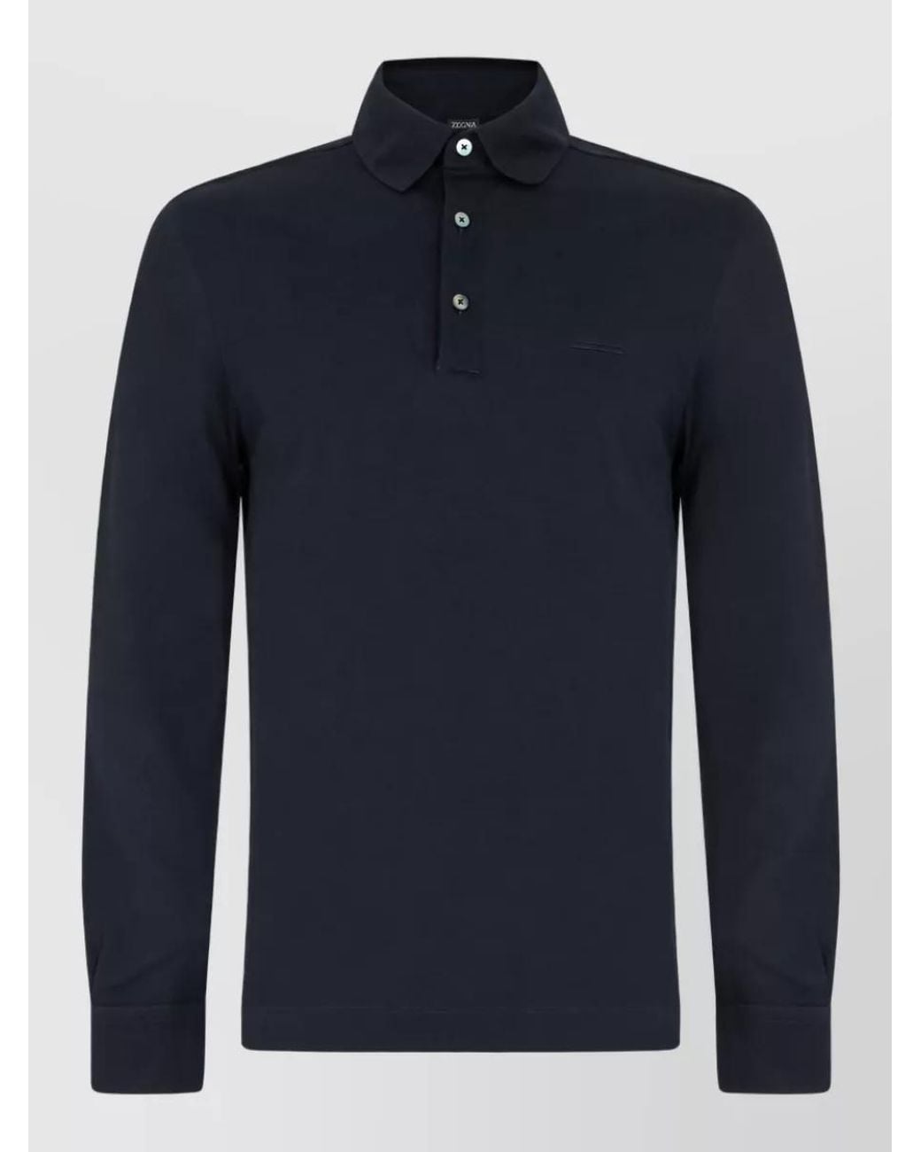 Zegna Blue Long Sleeve Polo Shirt for men