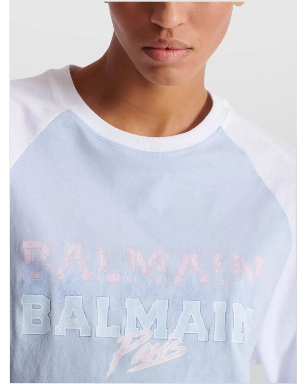 Balmain White Cropped Cotton Logo-Print T-Shirt