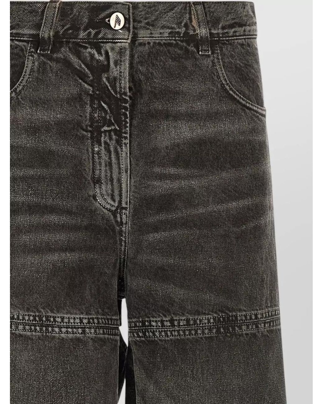 The Attico Gray Cotton Cutout Wide-Leg Jeans