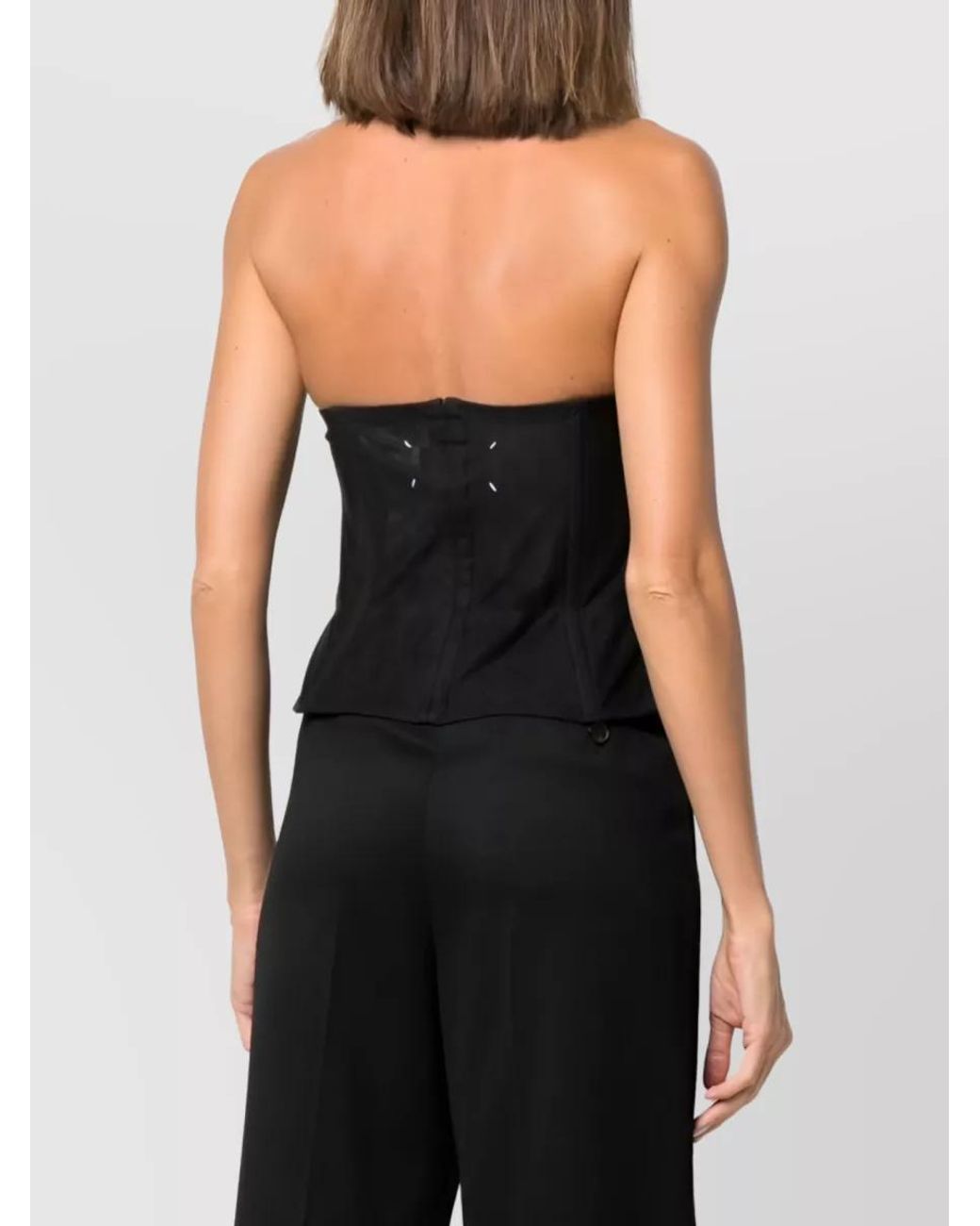 Maison Margiela Black Cotton Padded Strapless Top