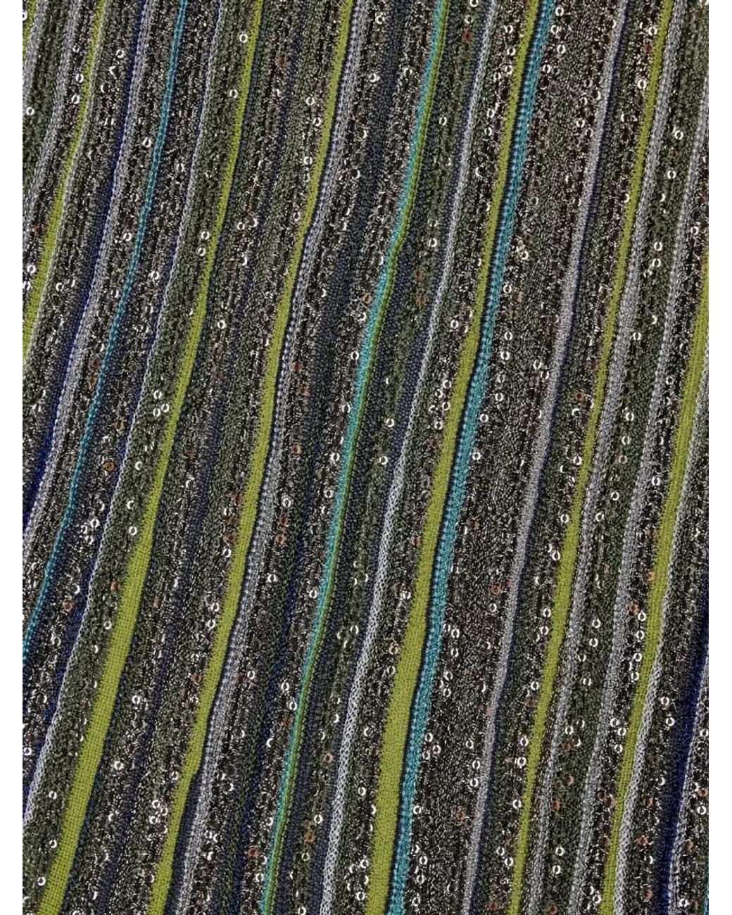 Missoni Green Striped Sleeveless Mini Dress
