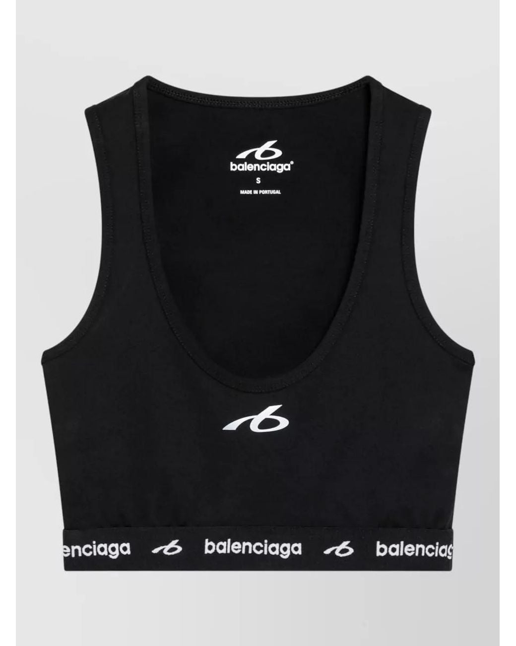 Balenciaga Black Scoop Neck Technical Bra Tank Top