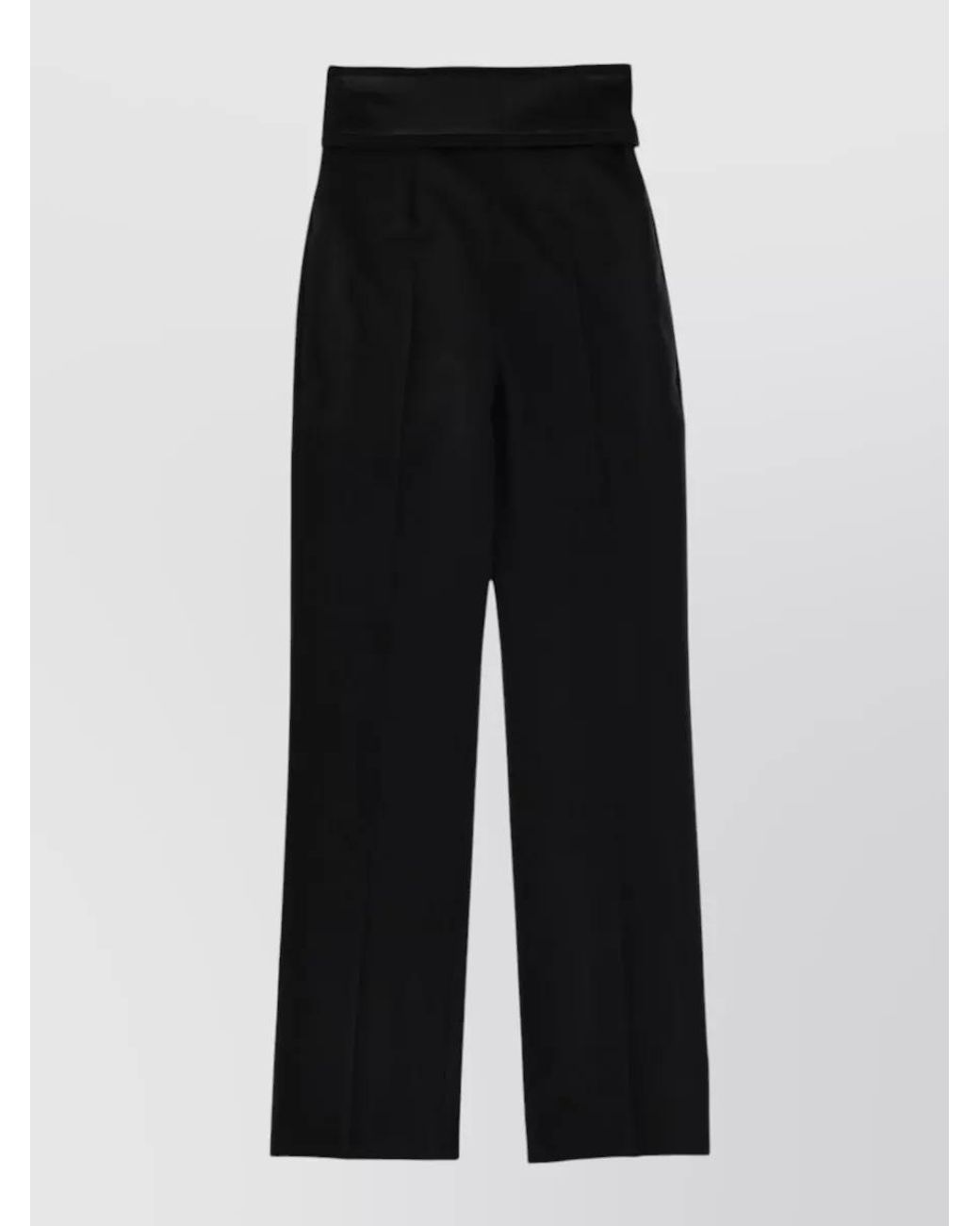 McQueen Black Wool High-Rise Tailored Wide-Leg Trousers