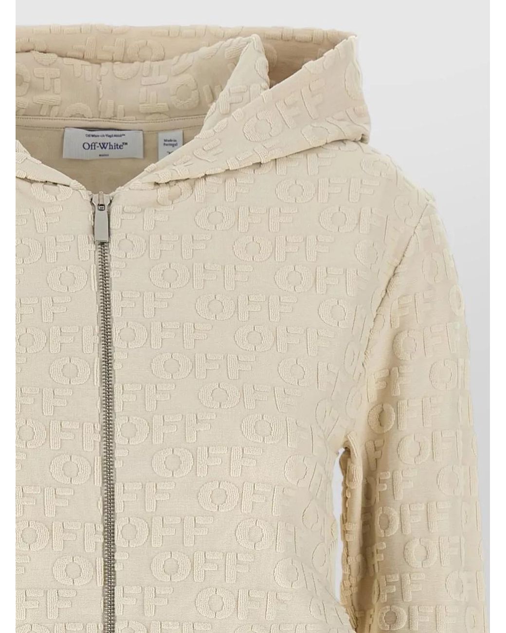 Off-White c/o Virgil Abloh Natural Cotton Slim-Fit Terry Zip Hoodie