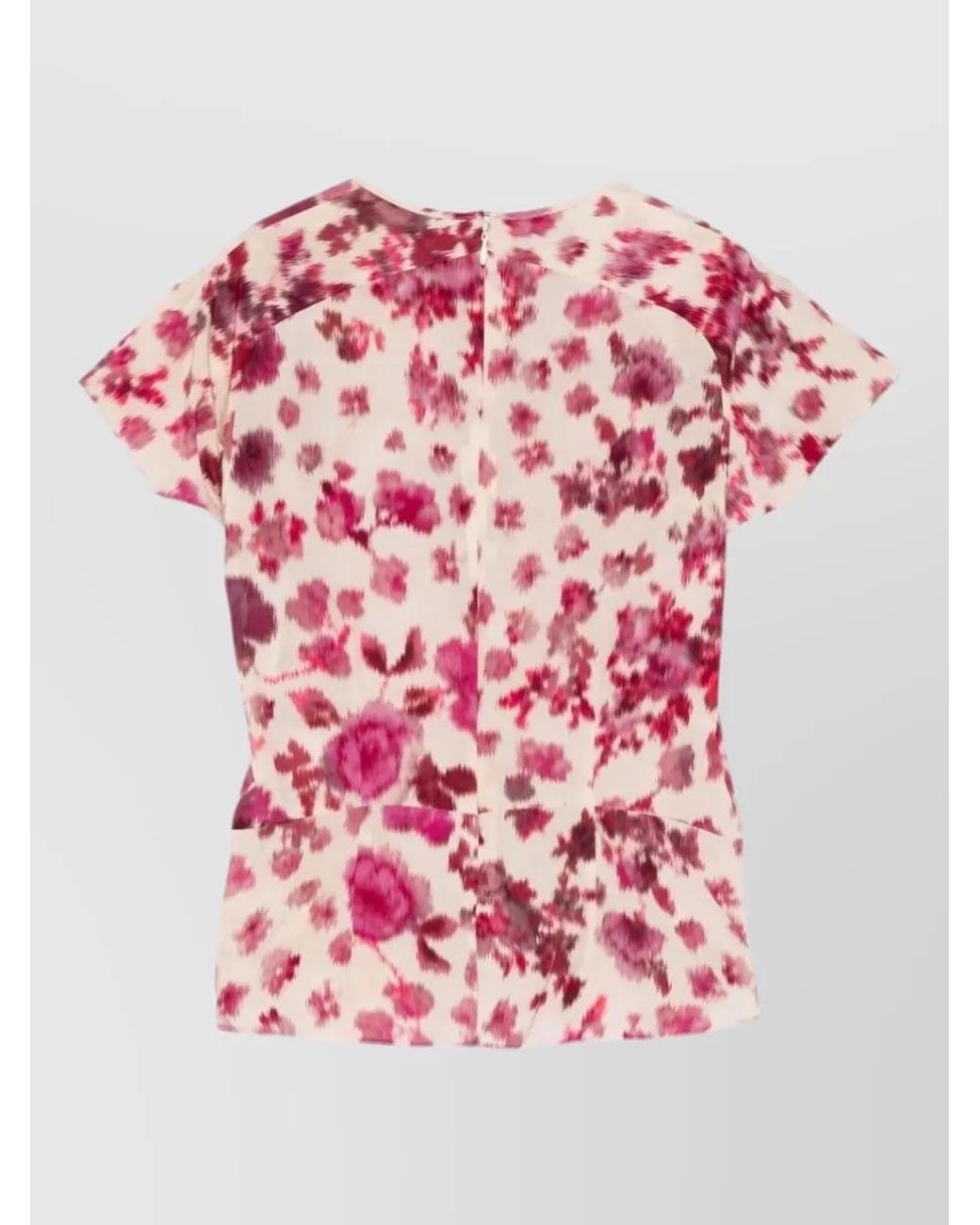 Isabel Marant Pink Silk Floral Print Knotted Short Sleeve Top