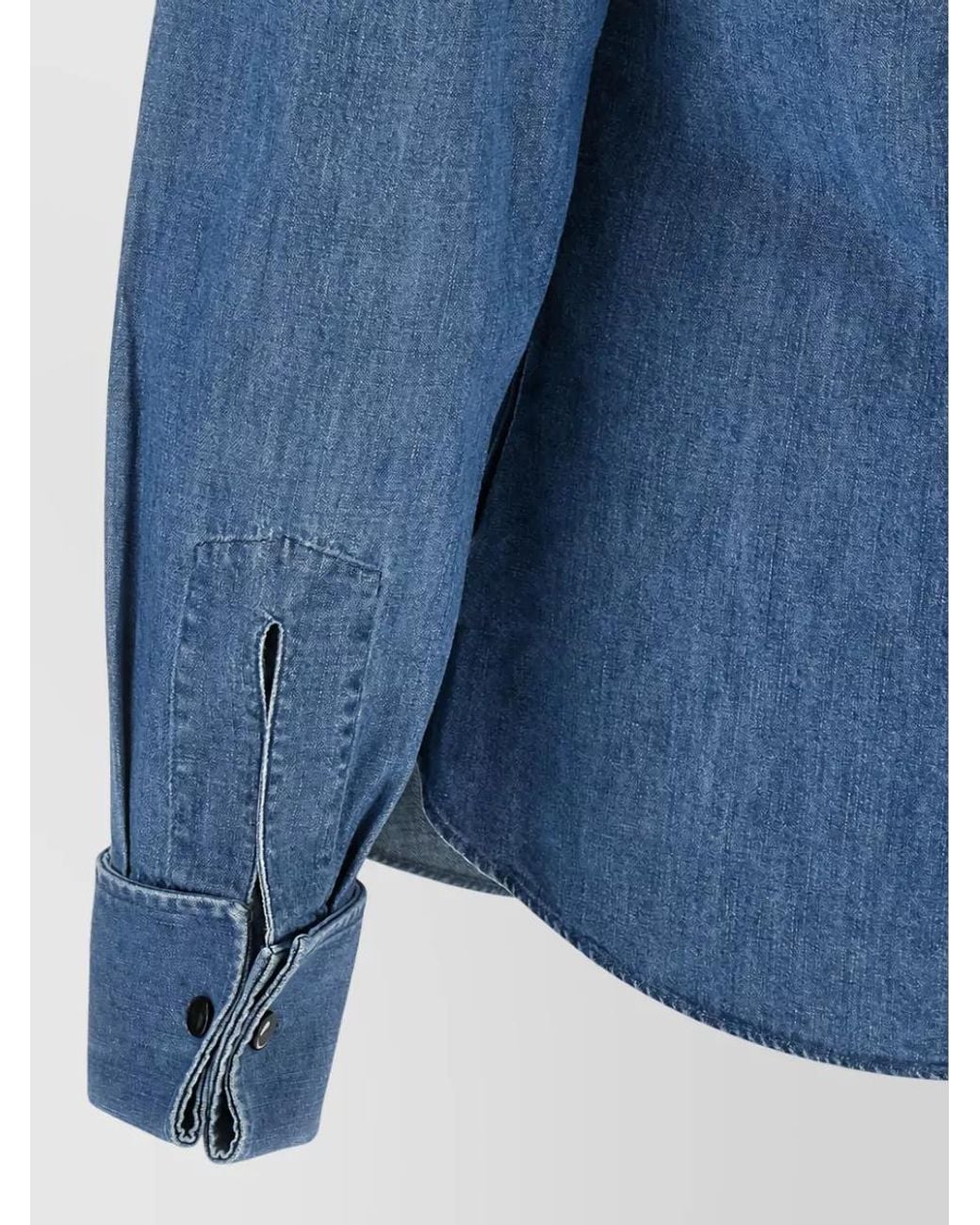 Brunello Cucinelli Blue Denim Slim-Fit Long-Sleeve Shirt for men