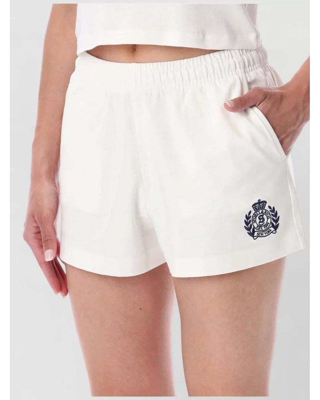 Sporty & Rich White Cotton Relaxed-Fit Super-Short Shorts