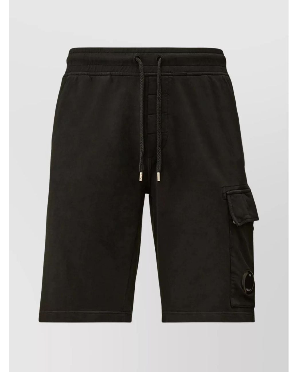 C P Company Black Cotton Straight Cargo Shorts for men