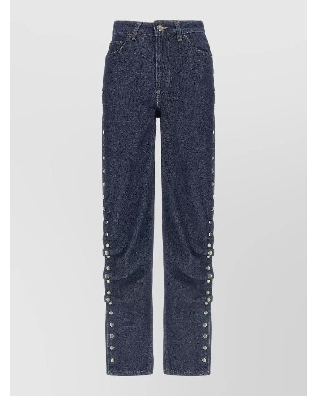 ROTATE BIRGER CHRISTENSEN Blue Denim High-Rise Straight-Leg Trousers