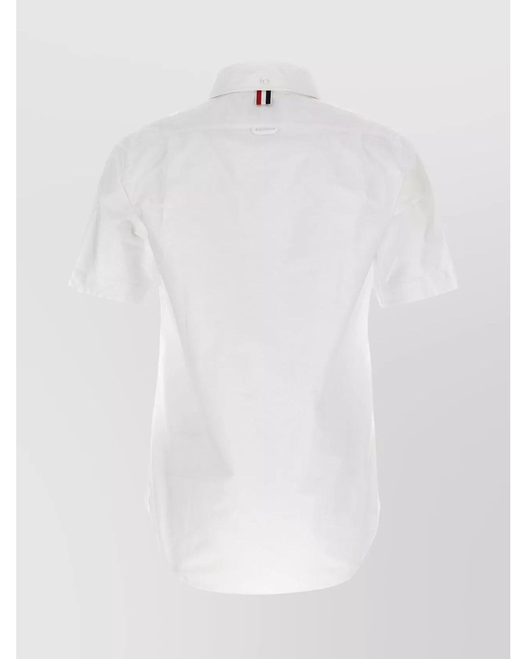 Thom Browne White Straight Fit Short Sleeve Cotton Shirt for men