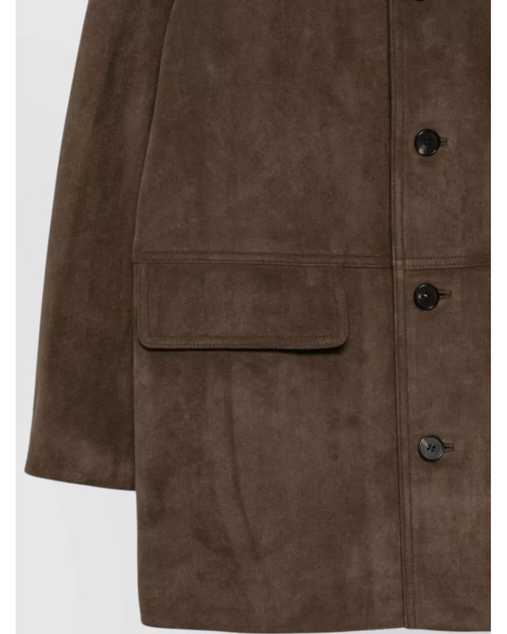 DUNST Brown Leather Single-Breasted Coat