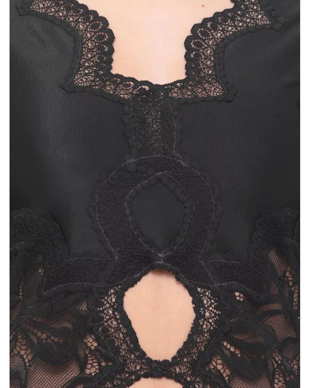 Rabanne Black Lace V-Neck Long-Sleeve Maxi Dress