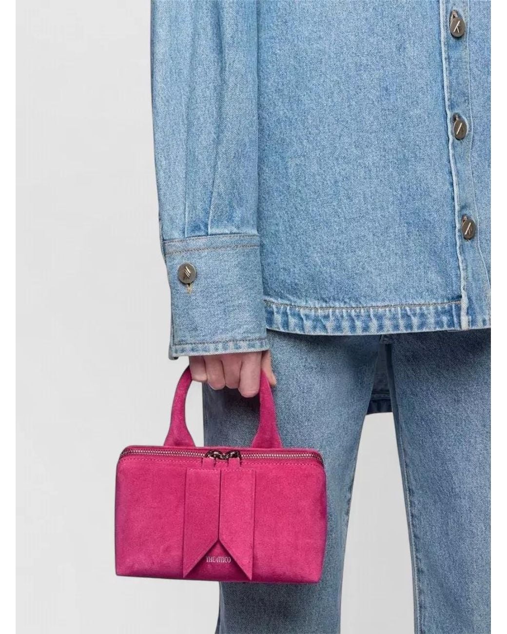 The Attico Pink Friday Mini Suede Top-Handle Bag