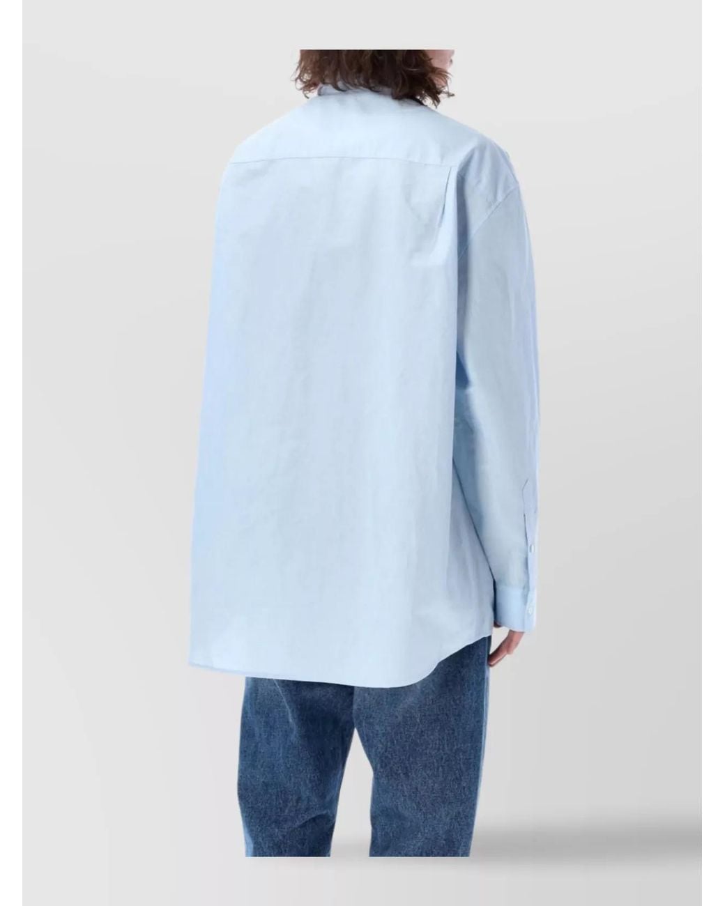 J.W. Anderson Blue Linen Blend Embroidered Long-Sleeve Shirt for men