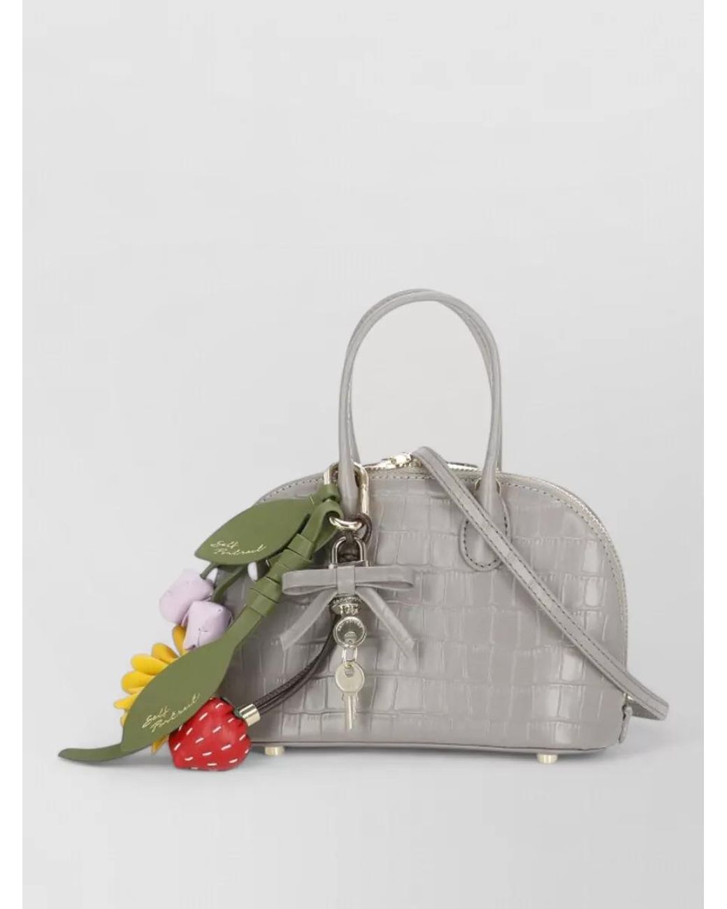 Self-Portrait Gray Diamante Leather Mini Bag