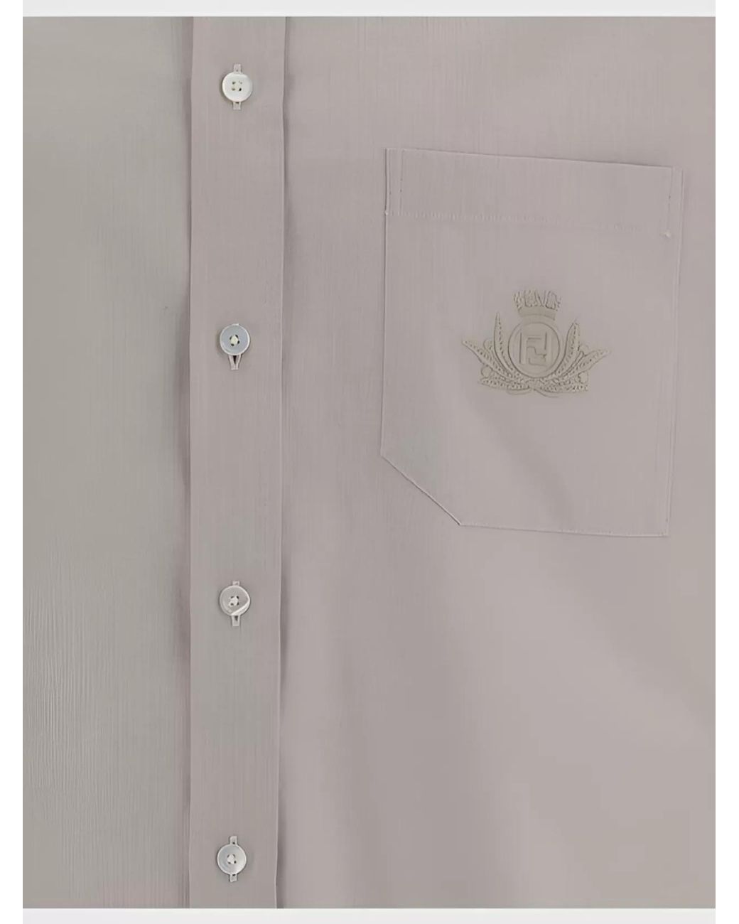 Fendi Gray Cotton Short-Sleeve Oxford Shirt for men