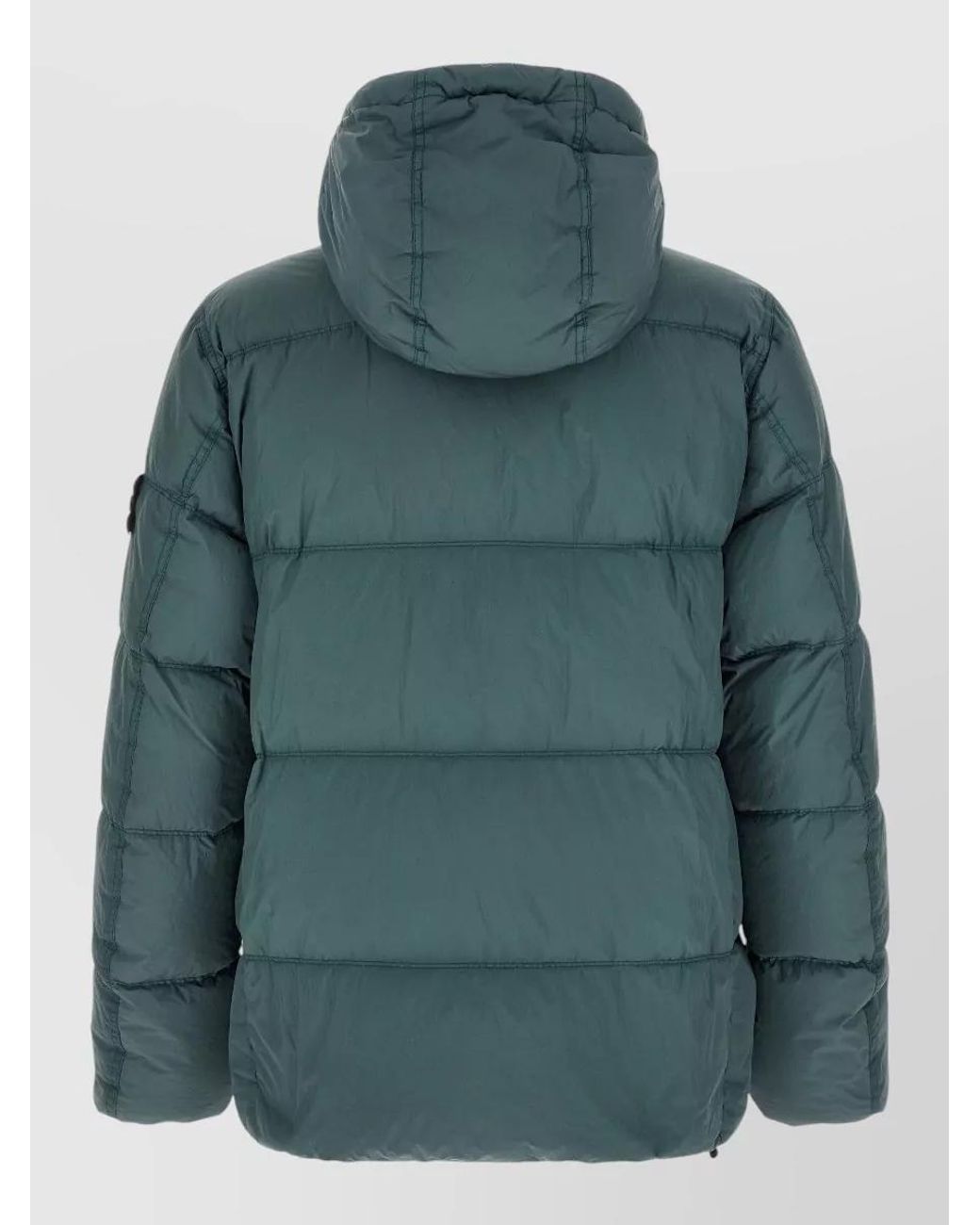 Stone Island Green Down Hooded Quilted Puffer Jacket for men