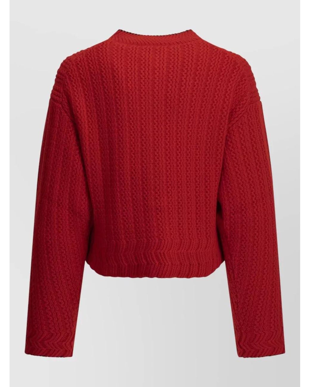 Chloé Red Cashmere Wool Thick-Knit Cropped Cardigan