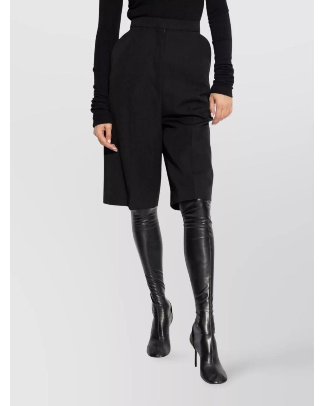 Givenchy Black Wool High-Rise Wide-Leg Knee-Length Tailored Bermuda Shorts