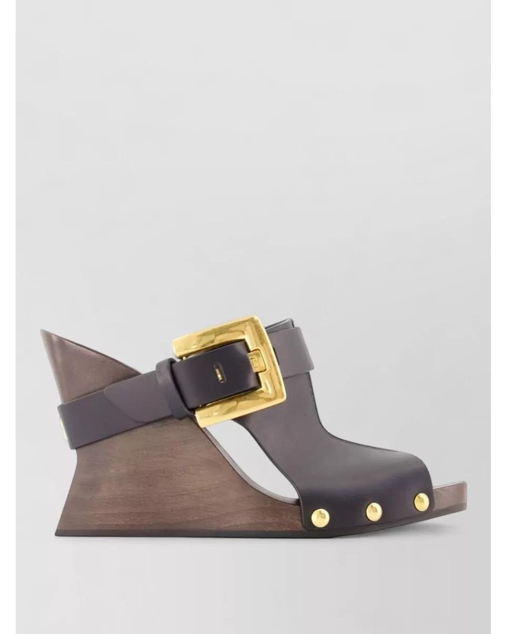 Balmain Brown Leather Mules