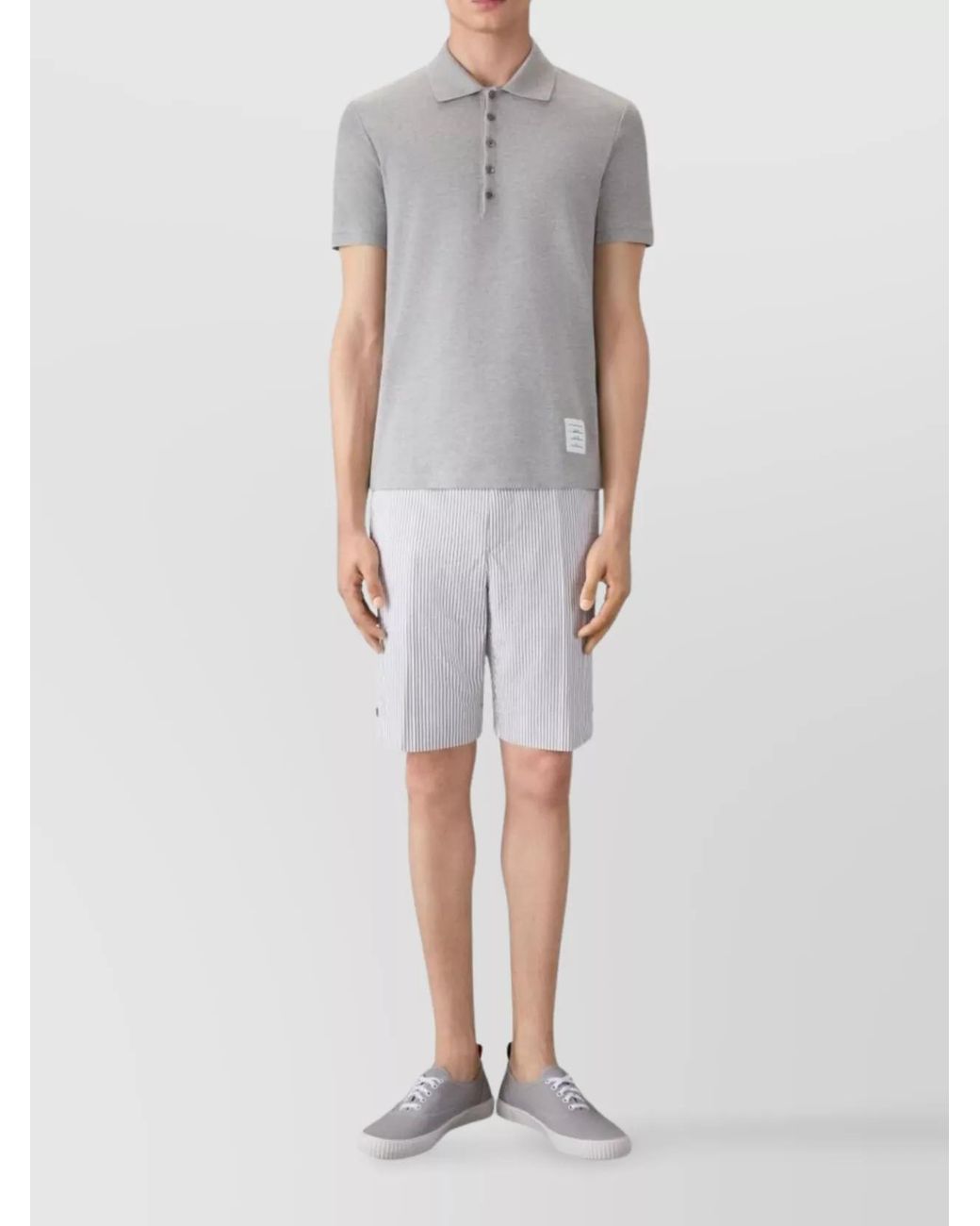 Thom Browne Gray Cotton Piqué Polo Shirt for men