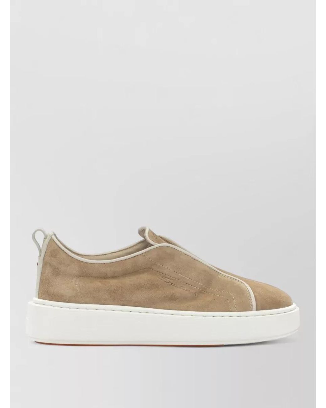 Santoni Natural Suede Slip-On Sneakers