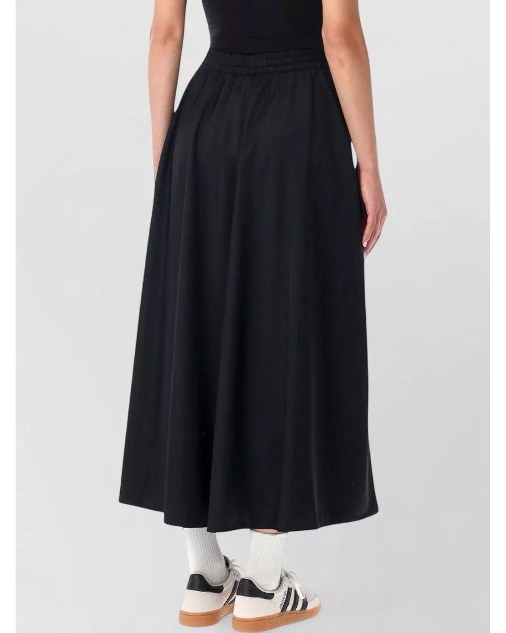 Adidas Originals Black Recycled Polyester Wide-Leg Midi Skirt